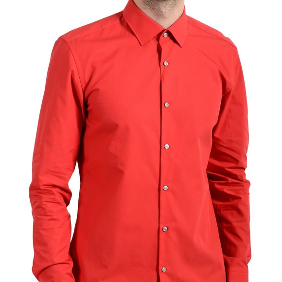 Hugo Boss "C-Jenno" Men's Red Slim Dress Shirt - Picture 1 of 7